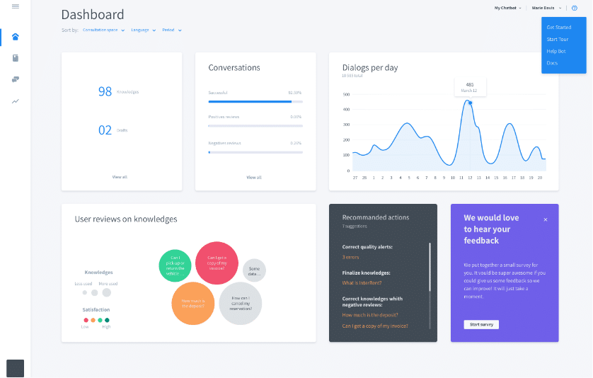 back office dydu NLP chatbot