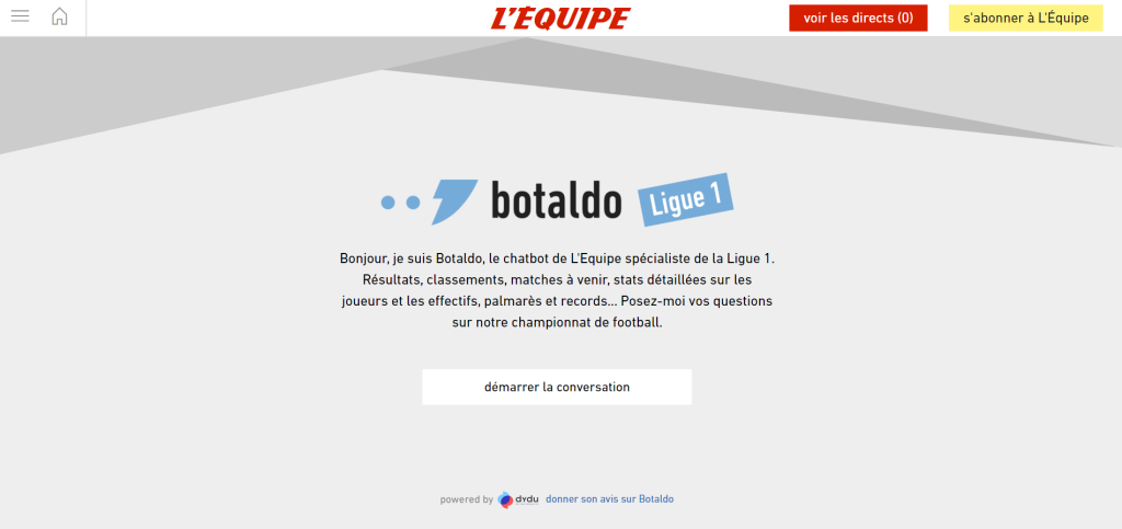 chatbot football ligue 1 l'equipe