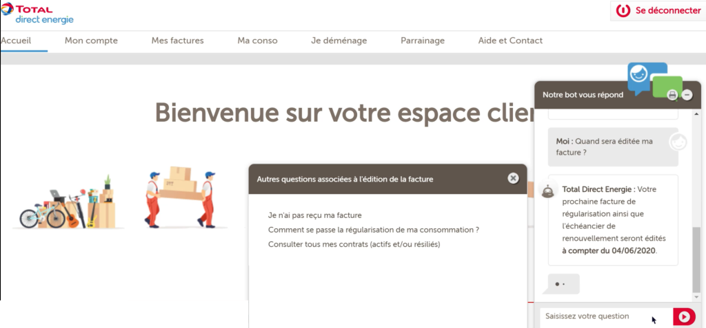 total direct energie agent conversationnel service client