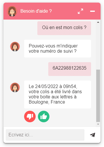 chatbot e-commerce dydu suivi de colis